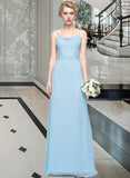 Kaydence A-Line Cowl Neck Floor-Length Chiffon Bridesmaid Dress With Ruffle STAP0012981