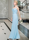 Kaydence A-Line Cowl Neck Floor-Length Chiffon Bridesmaid Dress With Ruffle STAP0012981