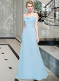 Kaydence A-Line Cowl Neck Floor-Length Chiffon Bridesmaid Dress With Ruffle STAP0012981