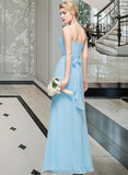 Kaydence A-Line Cowl Neck Floor-Length Chiffon Bridesmaid Dress With Ruffle STAP0012981