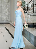 Kaydence A-Line Cowl Neck Floor-Length Chiffon Bridesmaid Dress With Ruffle STAP0012981