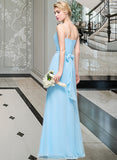 Kaydence A-Line Cowl Neck Floor-Length Chiffon Bridesmaid Dress With Ruffle STAP0012981