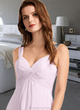 Amaris A-Line V-neck Floor-Length Bridesmaid Dress With Ruffle STAP0012982