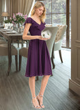 Kenya A-line V-Neck Knee-Length Chiffon Bridesmaid Dress With Cascading Ruffles STAP0012987