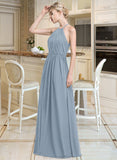 Mia A-Line Scoop Neck Floor-Length Chiffon Bridesmaid Dress With Ruffle STAP0012989