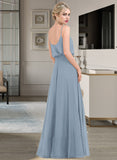 Sidney A-Line Square Neckline Floor-Length Chiffon Bridesmaid Dress With Split Front STAP0012992