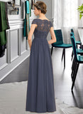 Ali A-Line Scoop Neck Floor-Length Chiffon Lace Bridesmaid Dress STAP0012995