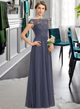 Ali A-Line Scoop Neck Floor-Length Chiffon Lace Bridesmaid Dress STAP0012995