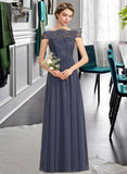 Ali A-Line Scoop Neck Floor-Length Chiffon Lace Bridesmaid Dress STAP0012995