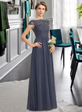 Ali A-Line Scoop Neck Floor-Length Chiffon Lace Bridesmaid Dress STAP0012995