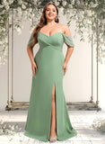 Kendall Trumpet/Mermaid Off the Shoulder V-Neck Floor-Length Chiffon Bridesmaid Dress STAP0025810