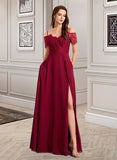 Krista A-Line V-neck Floor-Length Bridesmaid Dress STAP0013000