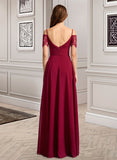 Krista A-Line V-neck Floor-Length Bridesmaid Dress STAP0013000