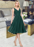 Mireya A-line V-Neck Knee-Length Chiffon Bridesmaid Dress STAP0013002