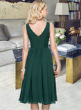 Mireya A-line V-Neck Knee-Length Chiffon Bridesmaid Dress STAP0013002