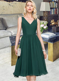 Mireya A-line V-Neck Knee-Length Chiffon Bridesmaid Dress STAP0013002