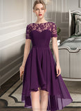 Hedda A-Line Scoop Neck Asymmetrical Chiffon Bridesmaid Dress STAP0013003