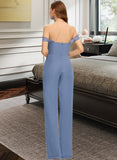 Uerica Jumpsuit/Pantsuit Off-the-Shoulder Floor-Length Chiffon Bridesmaid Dress With Pockets STAP0013010