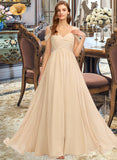 Carly A-Line V-neck Floor-Length Chiffon Bridesmaid Dress With Ruffle STAP0013011