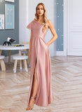 Larissa A-Line One-Shoulder Floor-Length Bridesmaid Dress With Split Front STAP0013013