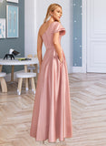 Larissa A-Line One-Shoulder Floor-Length Bridesmaid Dress With Split Front STAP0013013