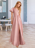 Larissa A-Line One-Shoulder Floor-Length Bridesmaid Dress With Split Front STAP0013013