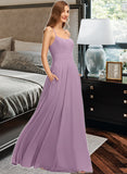 Persis A-Line Scoop Neck Floor-Length Chiffon Bridesmaid Dress With Pockets STAP0013017