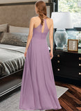 Persis A-Line Scoop Neck Floor-Length Chiffon Bridesmaid Dress With Pockets STAP0013017