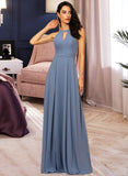 Gabriella A-Line Scoop Neck Floor-Length Chiffon Bridesmaid Dress STAP0013018