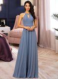 Gabriella A-Line Scoop Neck Floor-Length Chiffon Bridesmaid Dress STAP0013018