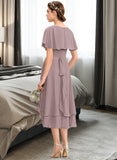 Marcia A-line V-Neck Asymmetrical Chiffon Bridesmaid Dress With Cascading Ruffles STAP0013019