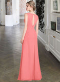 Paloma A-line V-Neck Floor-Length Chiffon Bridesmaid Dress With Cascading Ruffles STAP0013021