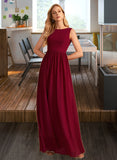 Undine A-Line High Neck Floor-Length Bridesmaid Dress With Bow(s) STAP0013022