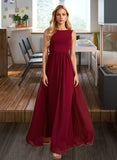 Undine A-Line High Neck Floor-Length Bridesmaid Dress With Bow(s) STAP0013022