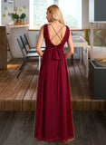 Undine A-Line High Neck Floor-Length Bridesmaid Dress With Bow(s) STAP0013022