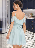 Jaliyah A-Line V-neck Short/Mini Bridesmaid Dress With Cascading Ruffles STAP0013023