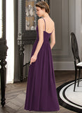 Chaya A-Line V-neck Floor-Length Chiffon Bridesmaid Dress With Beading Sequins Split Front Pockets STAP0013028