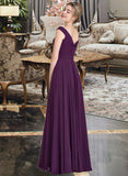 Cristal A-line Off the Shoulder Floor-Length Chiffon Bridesmaid Dress With Ruffle STAP0013029