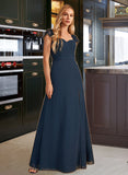 Sophia A-Line V-neck Floor-Length Bridesmaid Dress With Lace Split Front STAP0013035