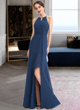 Macey A-Line Halter Floor-Length Bridesmaid Dress With Ruffle Split Front STAP0013048