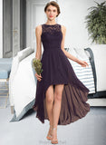 Camila A-Line Scoop Neck Asymmetrical Chiffon Lace Bridesmaid Dress STAP0013052