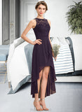 Camila A-Line Scoop Neck Asymmetrical Chiffon Lace Bridesmaid Dress STAP0013052