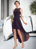 Camila A-Line Scoop Neck Asymmetrical Chiffon Lace Bridesmaid Dress STAP0013052