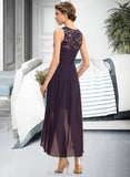 Camila A-Line Scoop Neck Asymmetrical Chiffon Lace Bridesmaid Dress STAP0013052