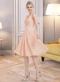 Kathy A-line V-Neck Knee-Length Chiffon Bridesmaid Dress With Ruffle STAP0013053