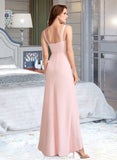 Patsy Sheath/Column V-neck Floor-Length Bridesmaid Dress With Split Front STAP0013055