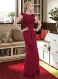 Cadence Sheath/Column Scoop Neck Floor-Length Chiffon Lace Bridesmaid Dress With Cascading Ruffles STAP0013057