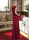 Cadence Sheath/Column Scoop Neck Floor-Length Chiffon Lace Bridesmaid Dress With Cascading Ruffles STAP0013057