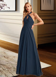 Averi A-Line Halter Floor-Length Bridesmaid Dress With Ruffle STAP0013059