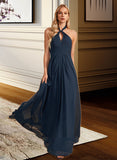 Averi A-Line Halter Floor-Length Bridesmaid Dress With Ruffle STAP0013059